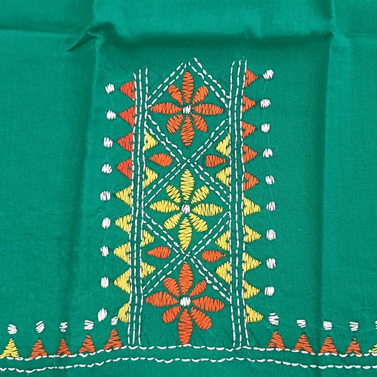 Kantha Stitch Cotton Half Work Blouse Fabric