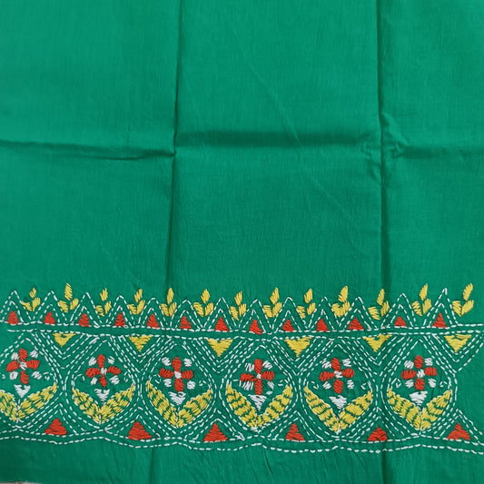 Kantha Stitch Cotton Half Work Blouse Fabric