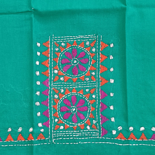 Kantha Stitch Cotton Half Work Blouse Fabric