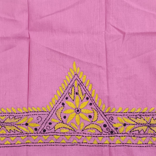 Kantha Stitch Cotton Half Work Blouse Fabric