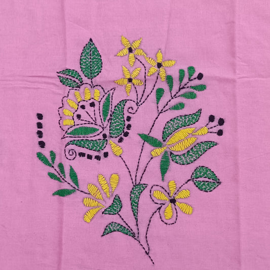 Kantha Stitch Cotton Half Work Blouse Fabric