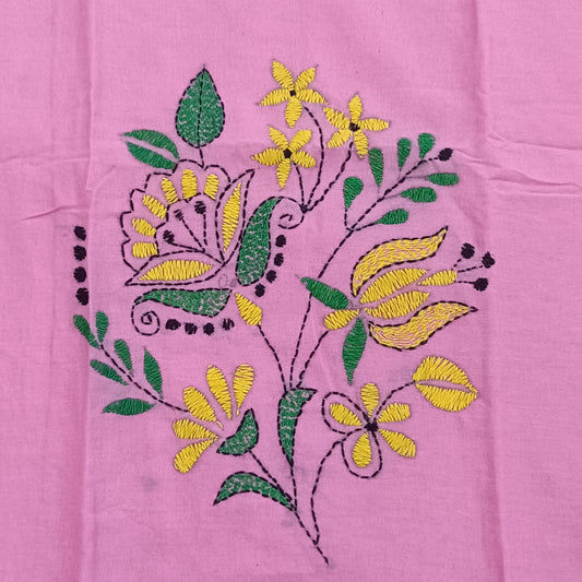 Kantha Stitch Cotton Half Work Blouse Fabric