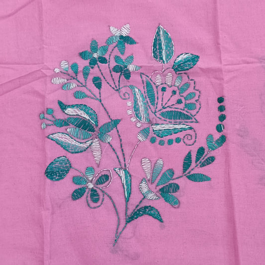 Kantha Stitch Cotton Half Work Blouse Fabric