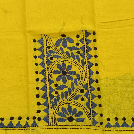 Kantha Stitch Cotton Half Work Blouse Fabric