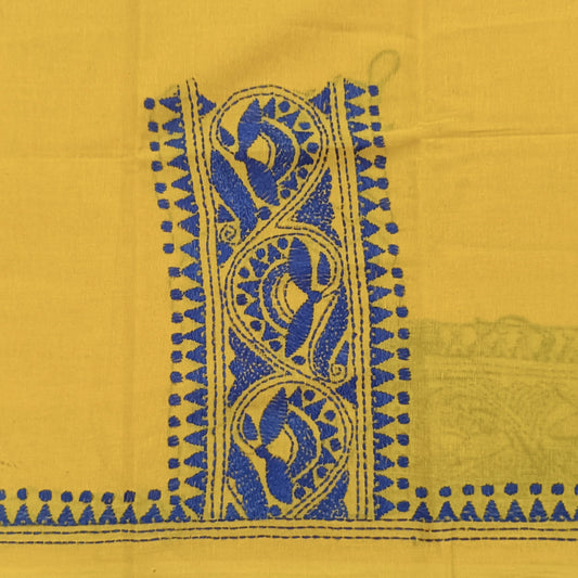 Kantha Stitch Cotton Half Work Blouse Fabric