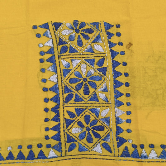 Kantha Stitch Cotton Half Work Blouse Fabric