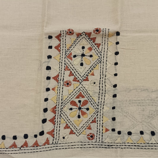 Kantha Stitch Cotton Half Work Blouse Fabric