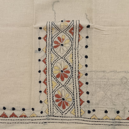 Kantha Stitch Cotton Half Work Blouse Fabric