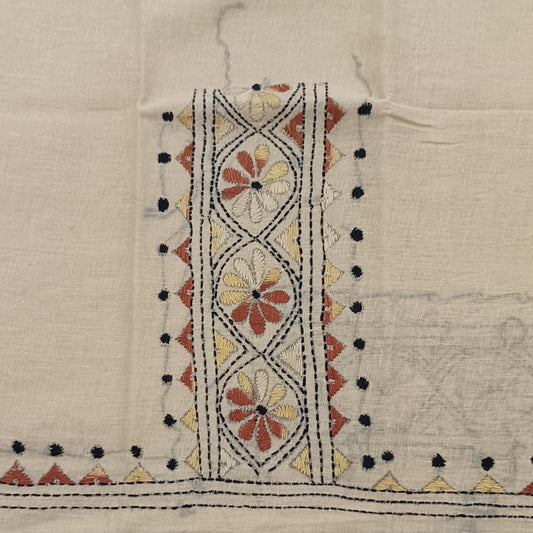 Kantha Stitch Cotton Half Work Blouse Fabric