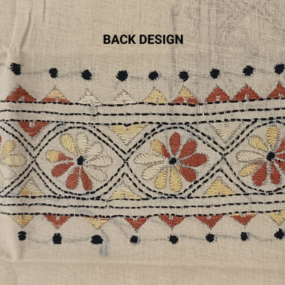 Kantha Stitch Cotton Half Work Blouse Fabric