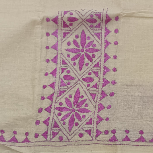 Kantha Stitch Cotton Half Work Blouse Fabric