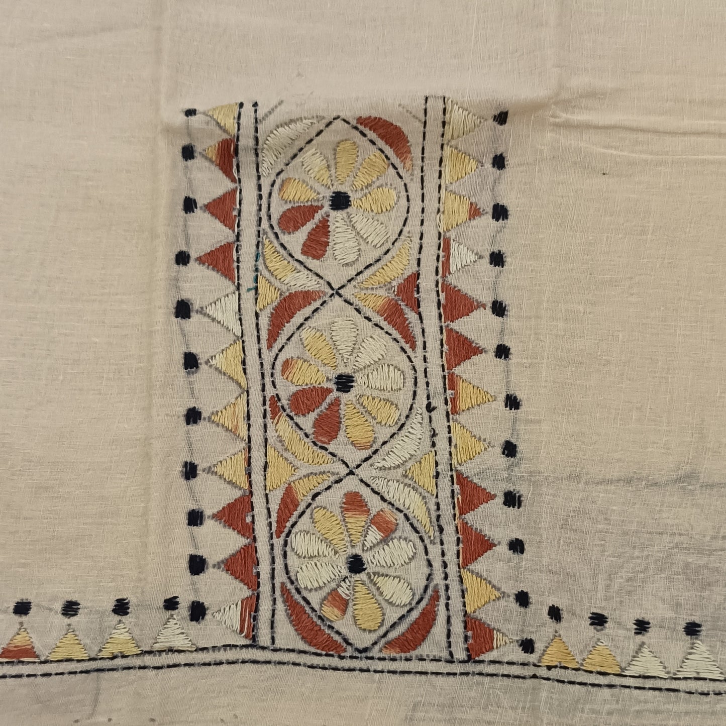 Kantha Stitch Cotton Half Work Blouse Fabric