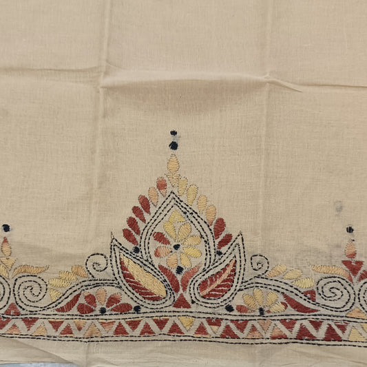 Kantha Stitch Cotton Half Work Blouse Fabric