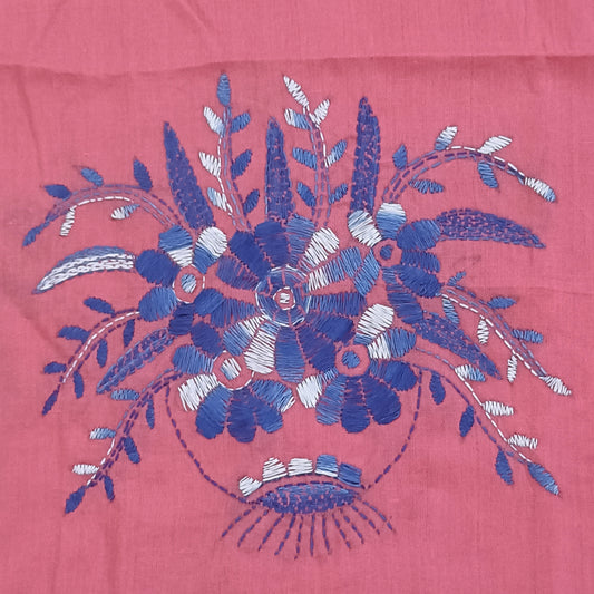 Kantha Stitch Cotton Half Work Blouse Fabric