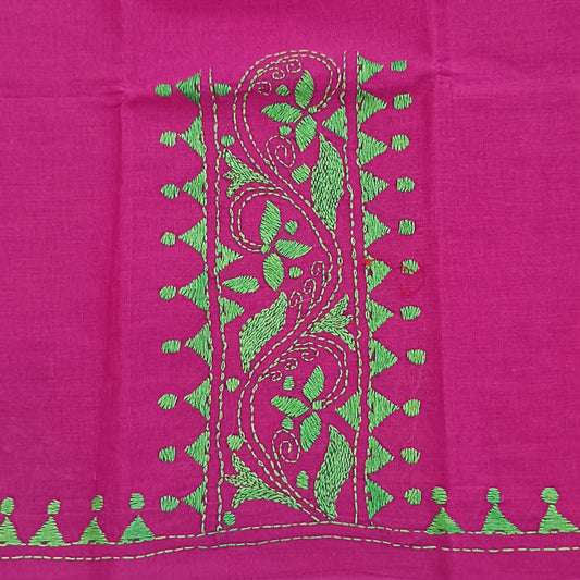 Kantha Stitch Cotton Half Work Blouse Fabric