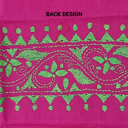 Kantha Stitch Cotton Half Work Blouse Fabric