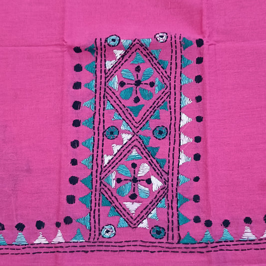 Kantha Stitch Cotton Half Work Blouse Fabric