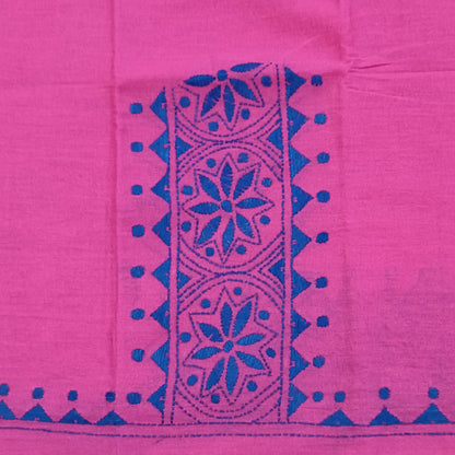 Kantha Stitch Cotton Half Work Blouse Fabric