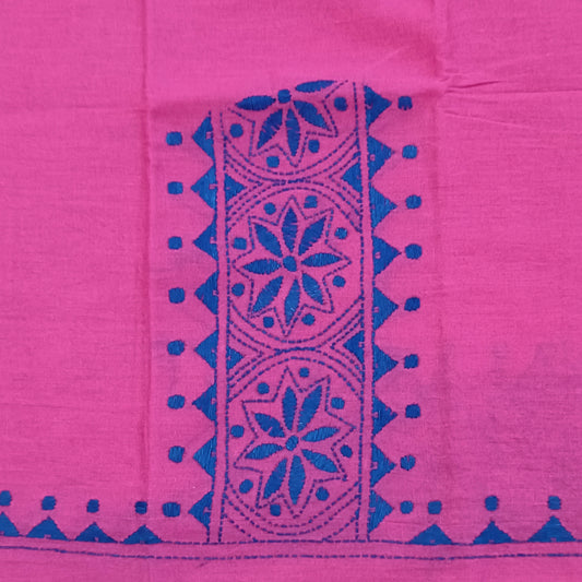 Kantha Stitch Cotton Half Work Blouse Fabric