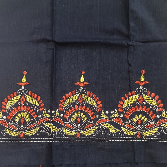 Kantha Stitch Cotton Half Work Blouse Fabric