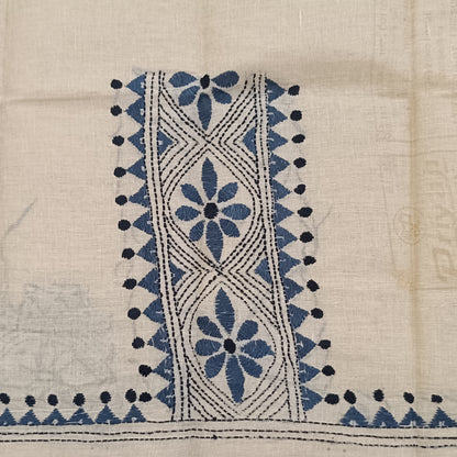 Kantha Stitch Cotton Half Work Blouse Fabric