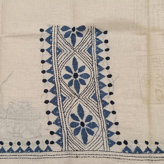 Kantha Stitch Cotton Half Work Blouse Fabric