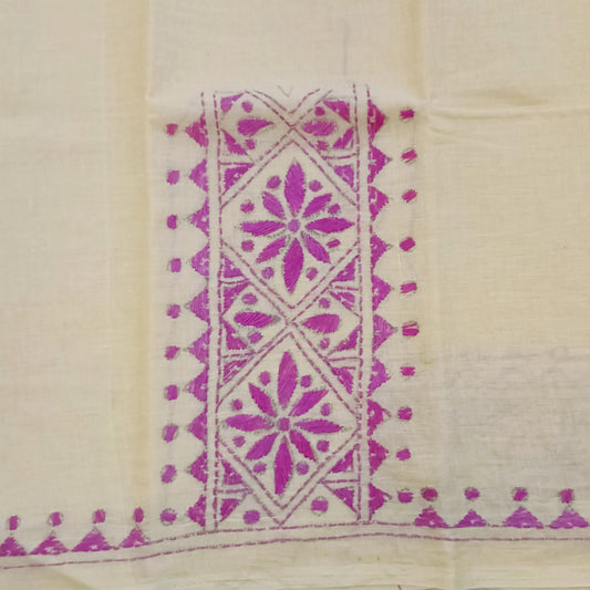 Kantha Stitch Cotton Half Work Blouse Fabric