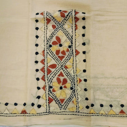 Kantha Stitch Cotton Half Work Blouse Fabric