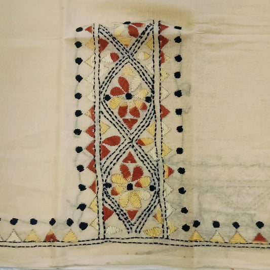 Kantha Stitch Cotton Half Work Blouse Fabric