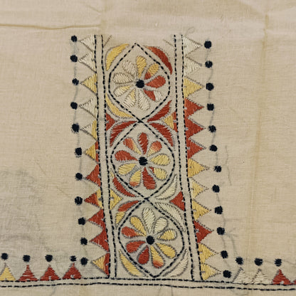 Kantha Stitch Cotton Half Work Blouse Fabric