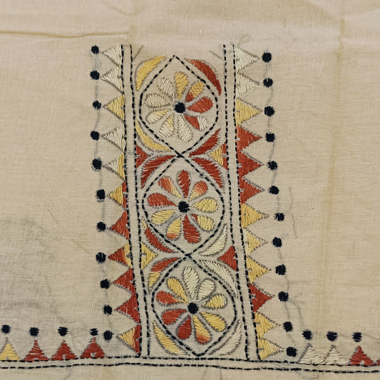 Kantha Stitch Cotton Half Work Blouse Fabric