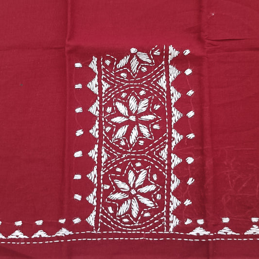Kantha Stitch Cotton Half Work Blouse Fabric