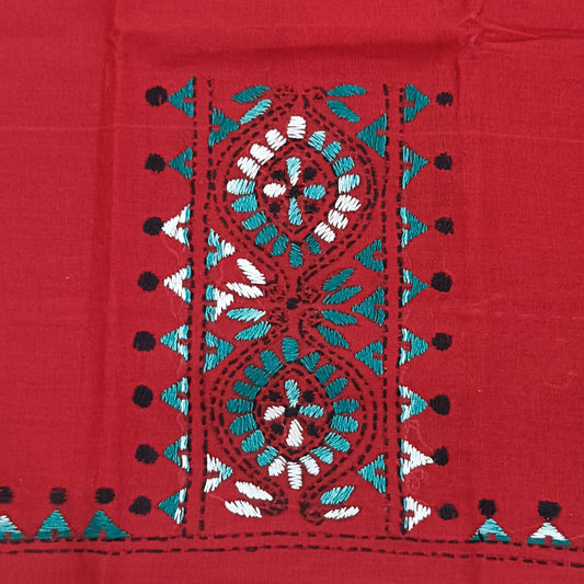 Kantha Stitch Cotton Half Work Blouse Fabric