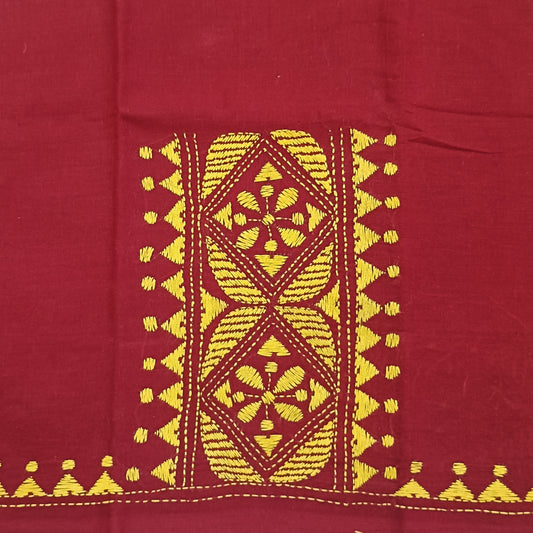 Kantha Stitch Cotton Half Work Blouse Fabric