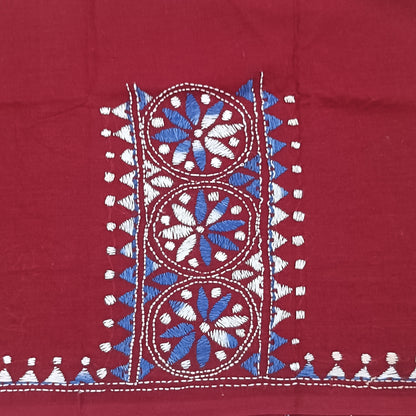 Kantha Stitch Cotton Half Work Blouse Fabric