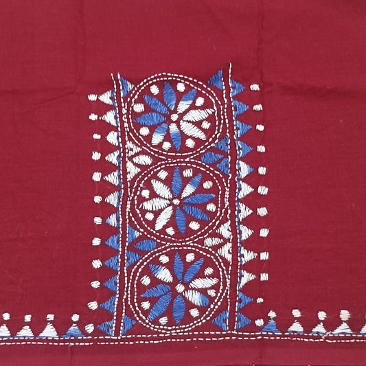 Kantha Stitch Cotton Half Work Blouse Fabric