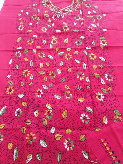 कुहू – Pure Cotton Kantha Stitch Kurta Fabric