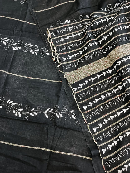 काव्या - Handmade Kantha Stitch Khesh Cotton Saree