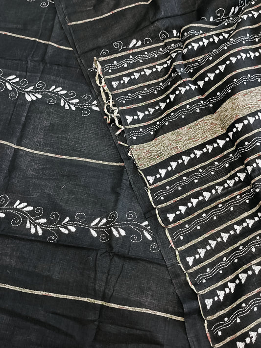काव्या - Handmade Kantha Stitch Khesh Cotton Saree