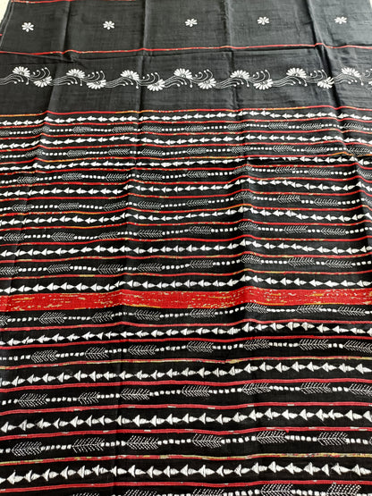 सान्या- Handmade Kantha Stitch Khesh Cotton Saree