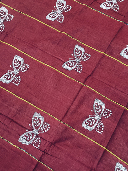 अनन्या - Handmade Kantha Stitch Khesh Cotton Saree