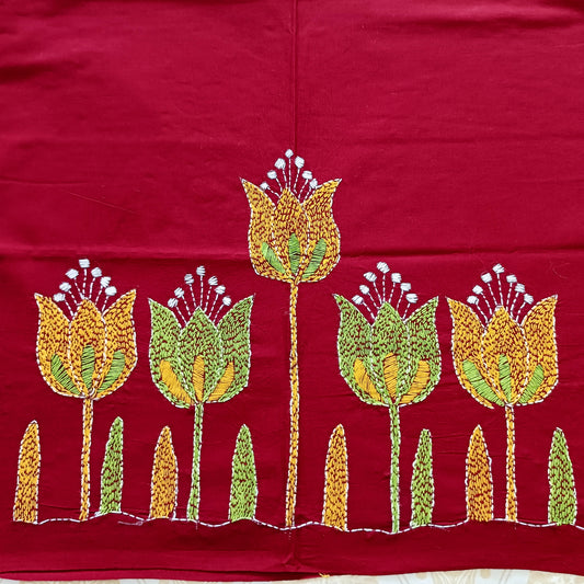 Designer Kantha Stitch Blouse Fabric