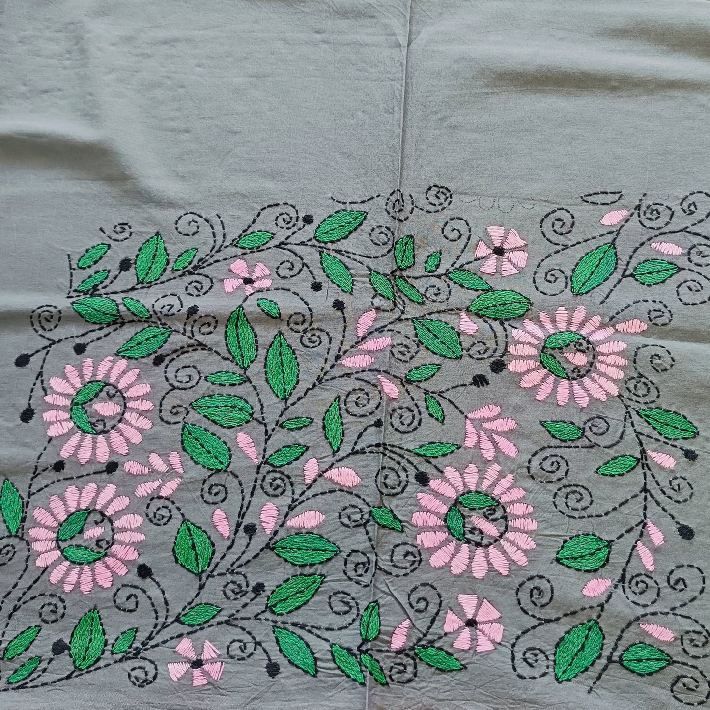 Designer Kantha Stitch Blouse Fabric