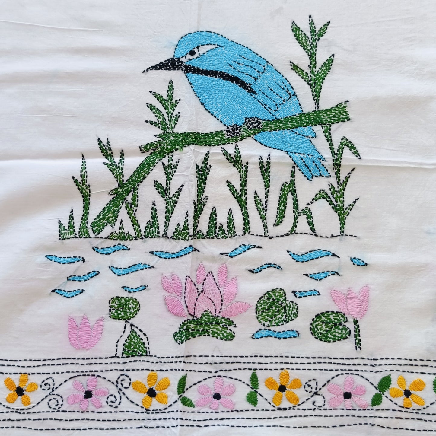 Designer Kantha Stitch Blouse Fabric