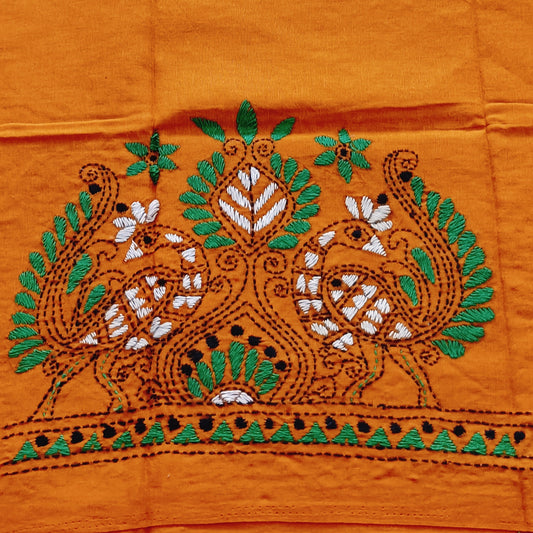 Kantha Stitch Cotton Half Work Blouse Fabric
