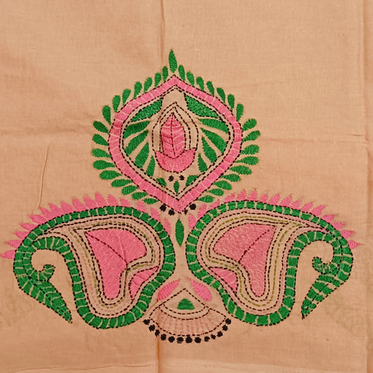 Kantha Stitch Cotton Half Work Blouse Fabric