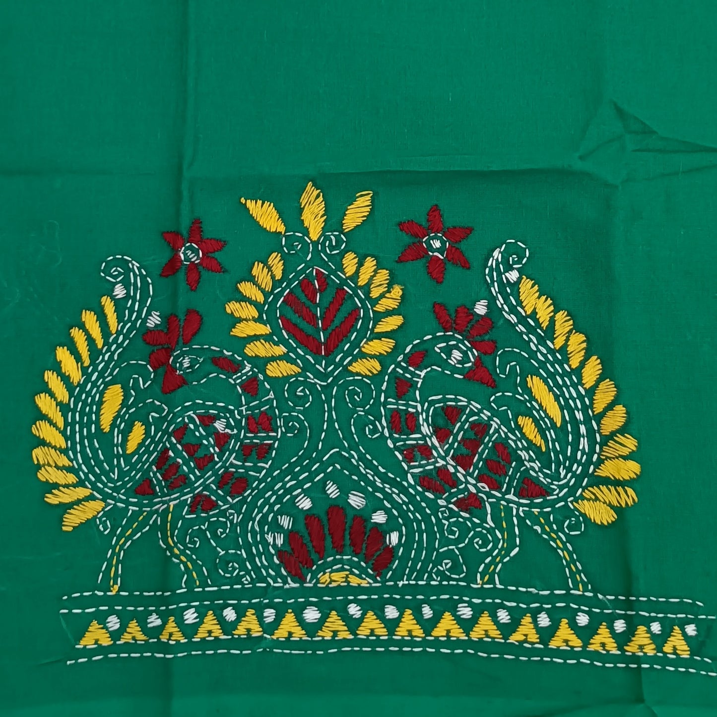 Kantha Stitch Cotton Half Work Blouse Fabric
