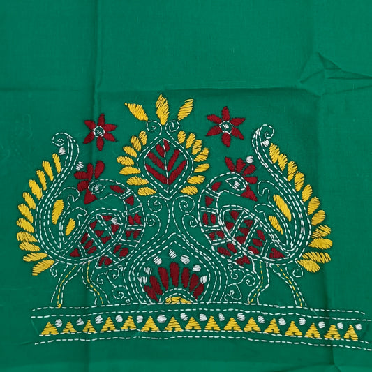 Kantha Stitch Cotton Half Work Blouse Fabric