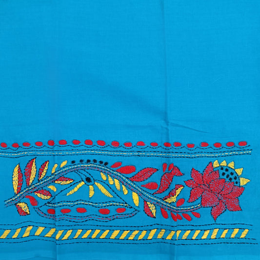 Kantha Stitch Cotton Half Work Blouse Fabric