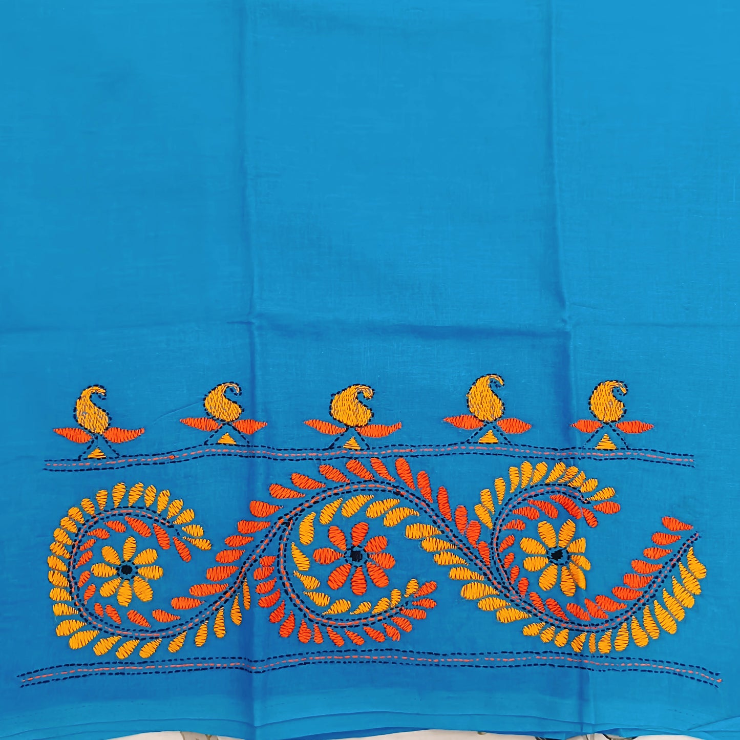 Kantha Stitch Cotton Half Work Blouse Fabric